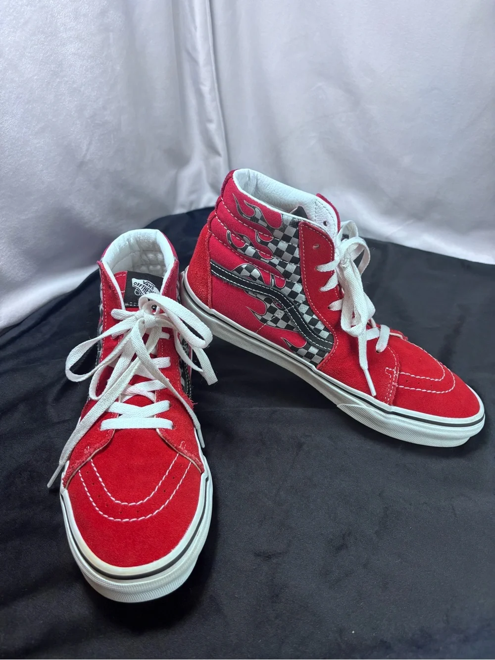 Vans Sk8-Hi Reflect Check Flame High-Top Sneakers – Youth Size 7